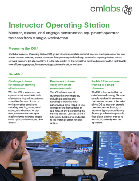 Instructor Operating Station CM Labs Construction Equipment Simulation