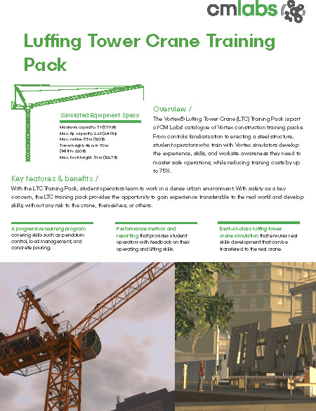 Luffing Tower Crane Training Pack Crane Operator Training Simulators