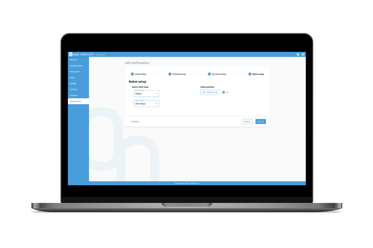 Cell Configuration Screen Intuitive, Step-by-Step Palletizing Software