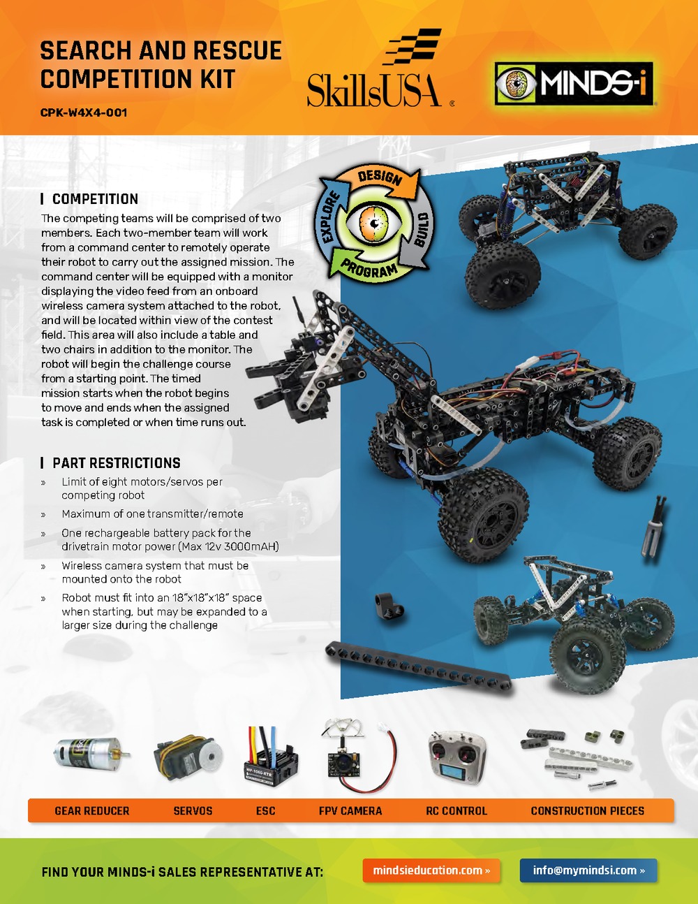 Minds-i Search and Rescue Robot Kit Remote-Controlled Rescue Robot with Camera System