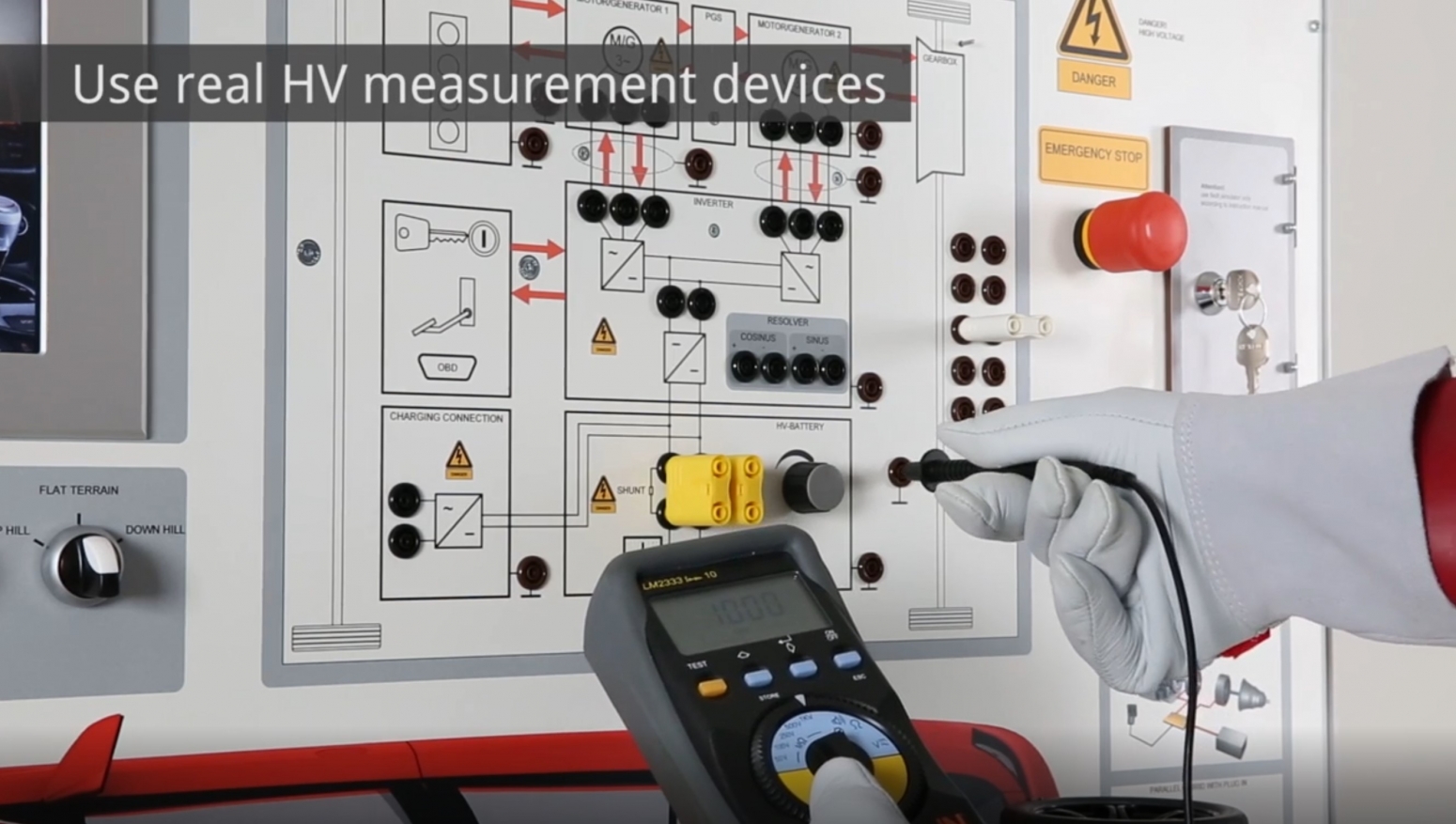 Use real HV measurement devices ASE L3 Trainer Light Duty Hybrid/Electric Vehicle Specialist